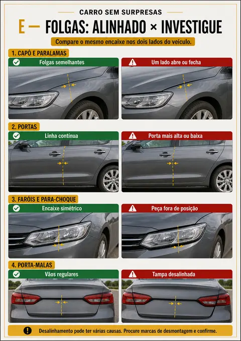 Página do manual — folgas, comparação padrão x investigue